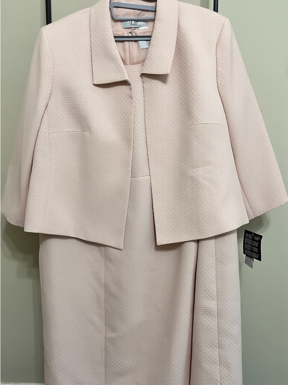Le Suit Pink Textured Open Front Jacket & Sheath Dress Set Suit Size 22W NWT